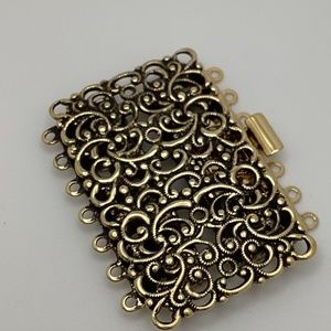 Clasp for jewelry making supplies. X-Large 44x27mm filigree flourish  box push